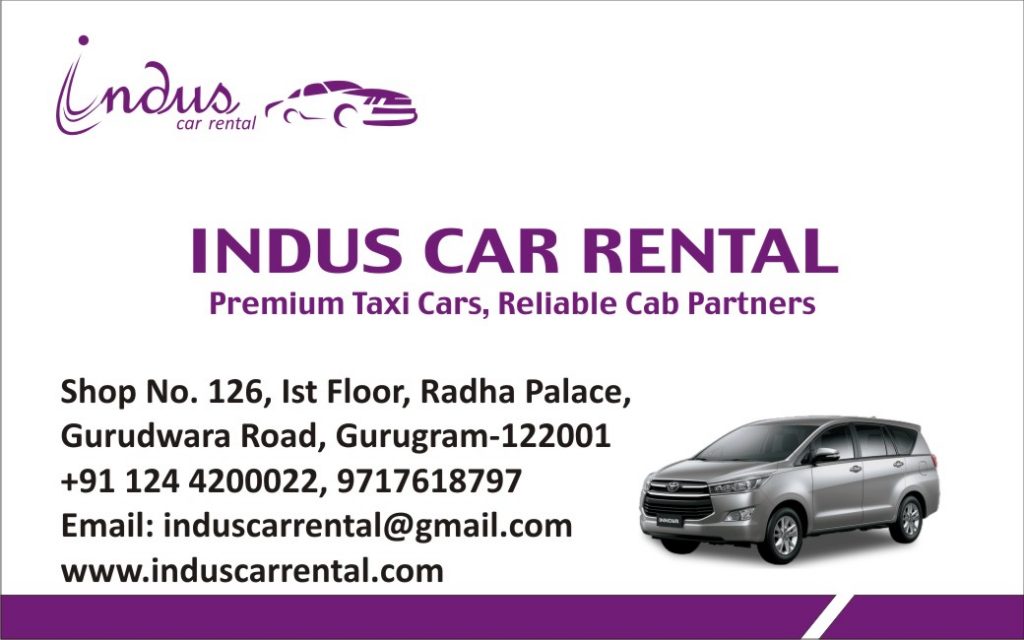 Reliable Gurgaon Taxi Service for Hourly, Monthly, Yearly 3 Visiting Card Indus Car Rental